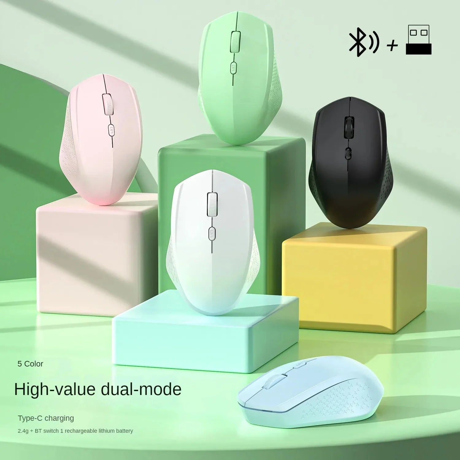 Bluetooth 5.2 and 2.4G Wireless Gaming Mouse | Silent Rechargeable Dual-Mode
