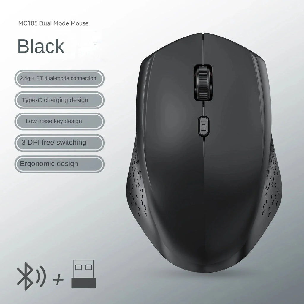 Bluetooth 5.2 and 2.4G Wireless Gaming Mouse | Silent Rechargeable Dual-Mode