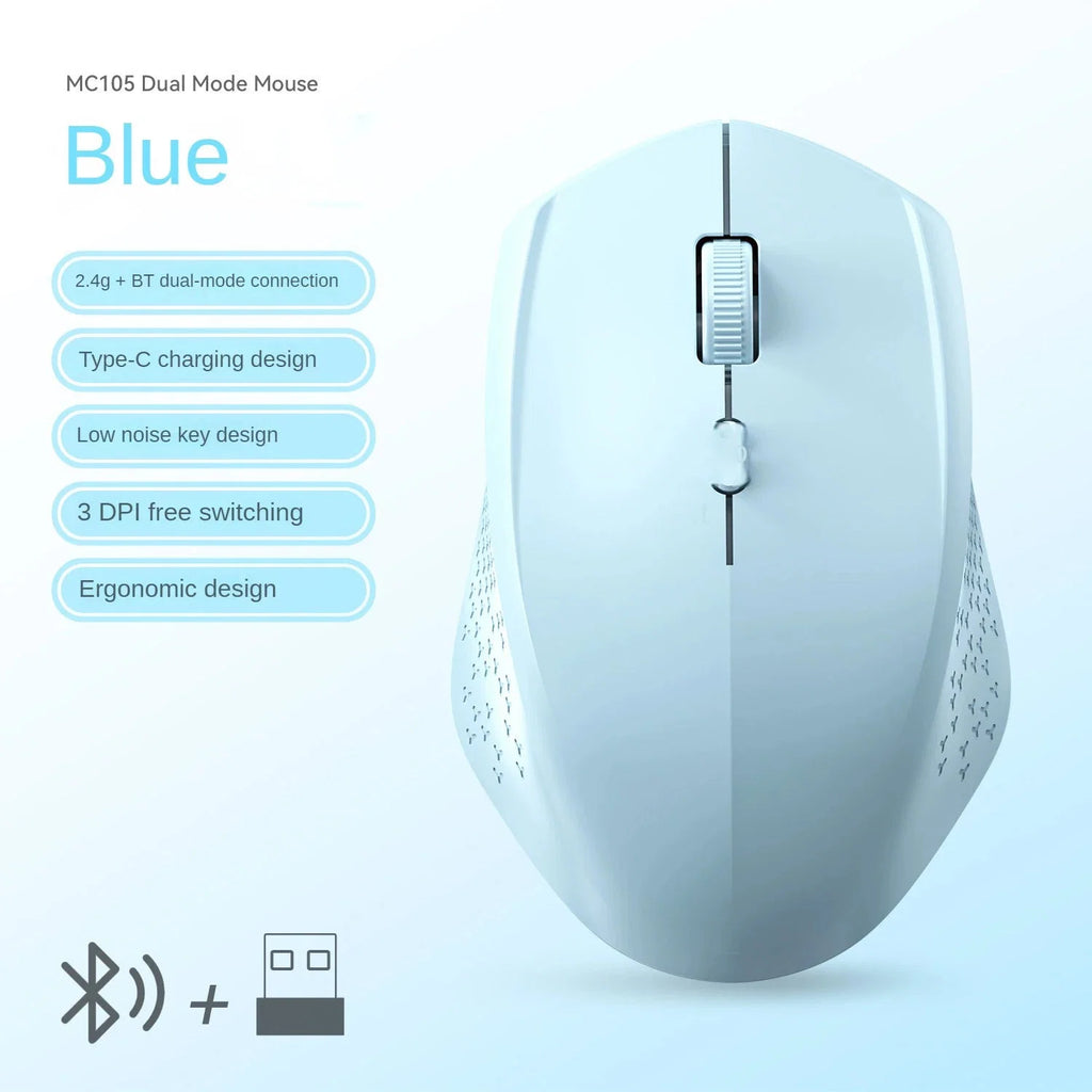 Bluetooth 5.2 and 2.4G Wireless Gaming Mouse | Silent Rechargeable Dual-Mode