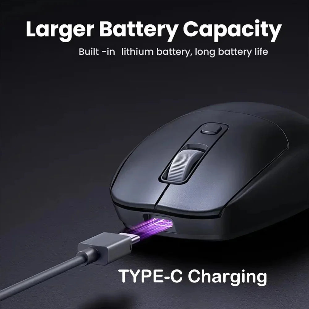 Bluetooth 5.2 and 2.4G Wireless Gaming Mouse | Silent Rechargeable Dual-Mode