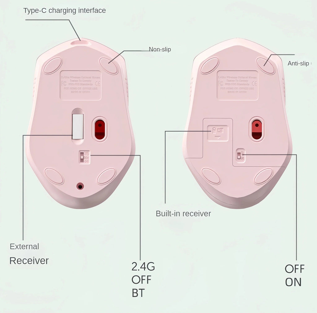 Bluetooth 5.2 and 2.4G Wireless Gaming Mouse | Silent Rechargeable Dual-Mode