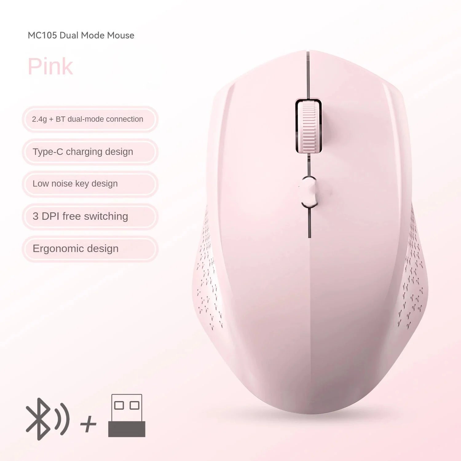 Bluetooth 5.2 and 2.4G Wireless Gaming Mouse | Silent Rechargeable Dual-Mode