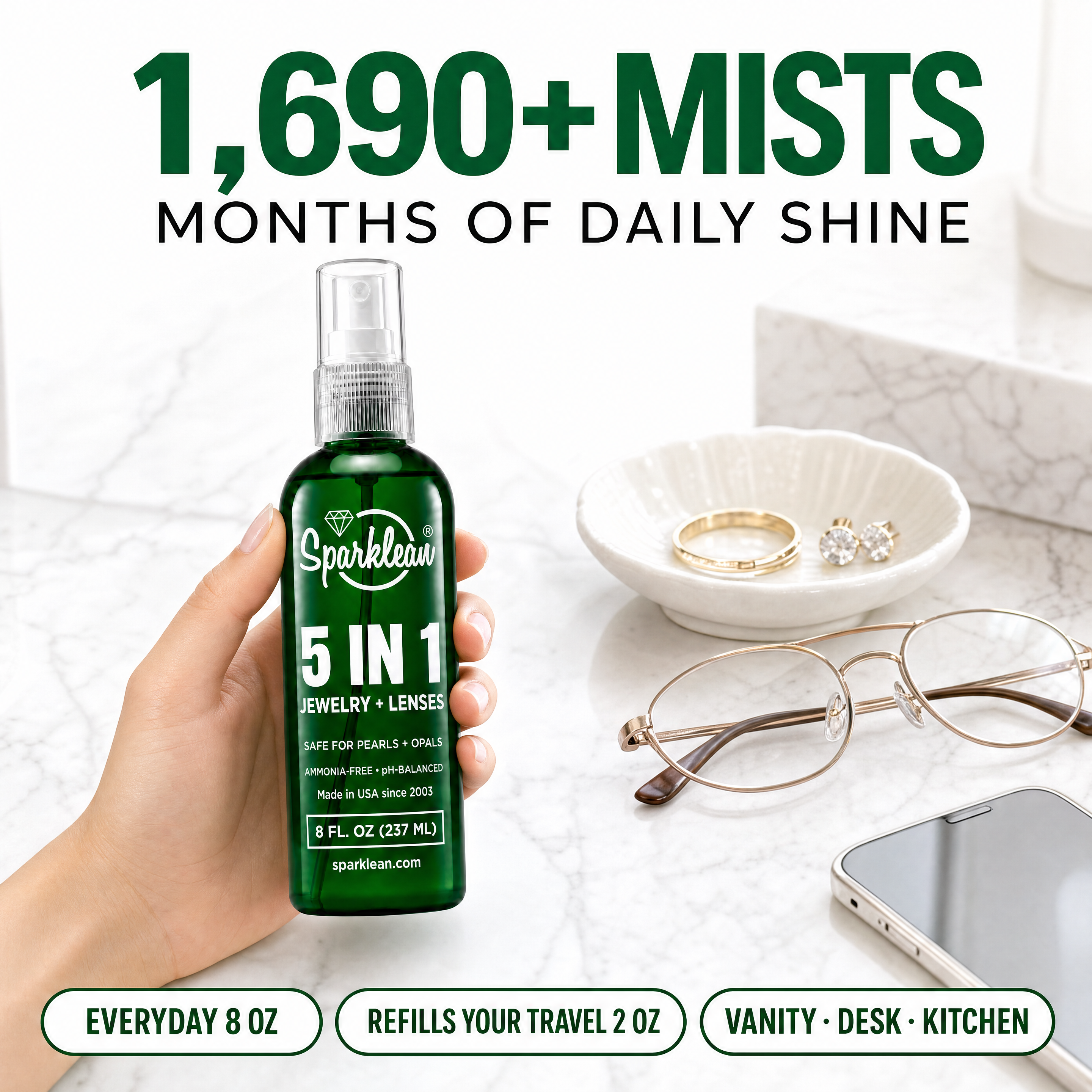 Sparklean® Original Cleaning Spray — Safe for jewelry, coatings & anti-fog
